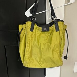 Authentic Burberry Lime Green Tote with black accents